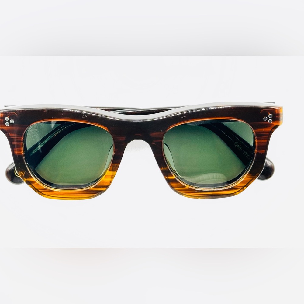 Lesca Tortoiseshell Green Lens Men’s Sunglasses - Picture 2 of 10